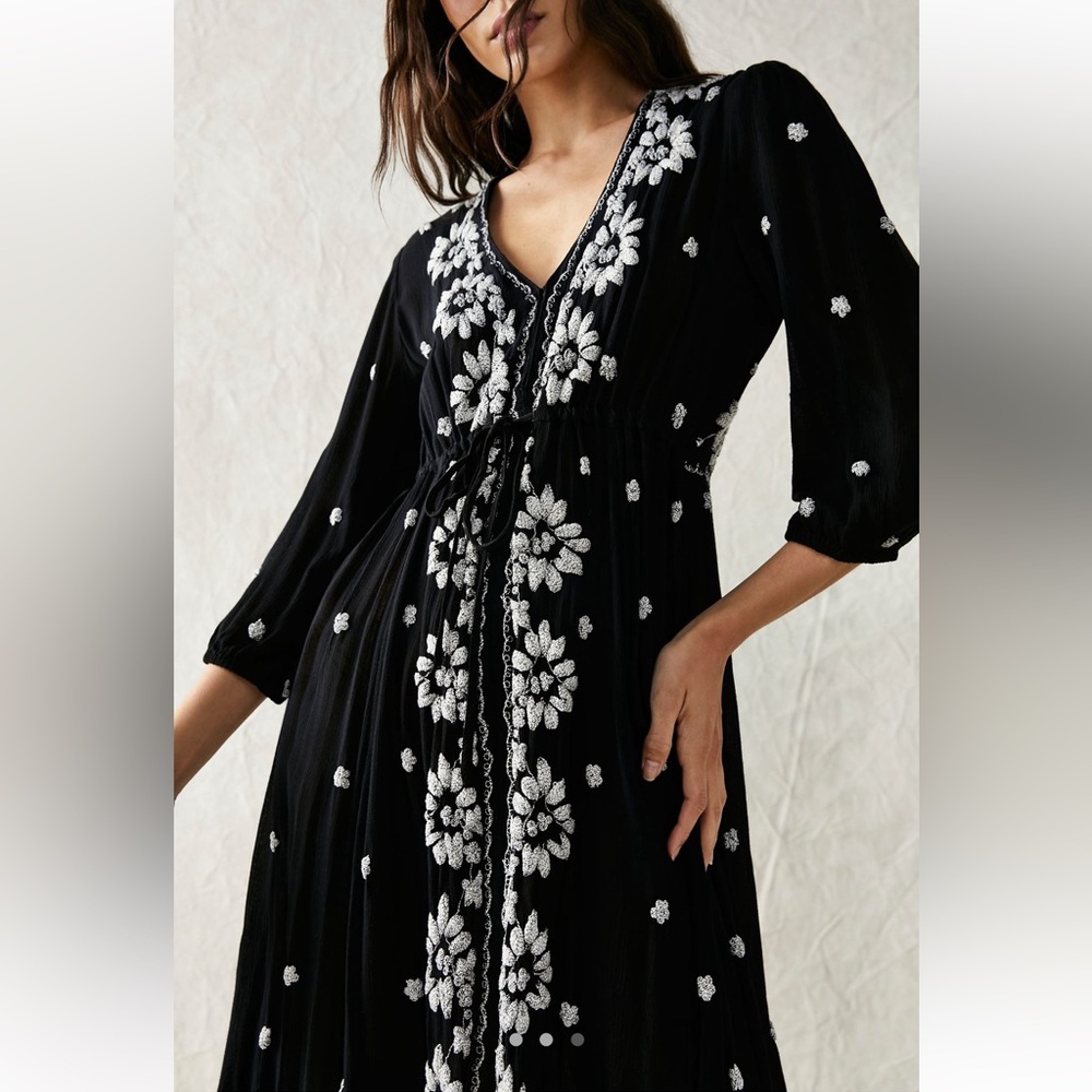 Embroidered fable midi dress